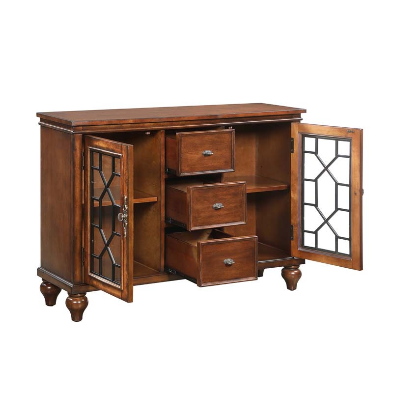 Sideboard & Buffets Cabinet with Iron Framed Glass Doors, 3 Drawers and Adjustable Shelves Accent Display Storage Distressed Console Cabinet for Entryway Living Room Bedroom Kitchen