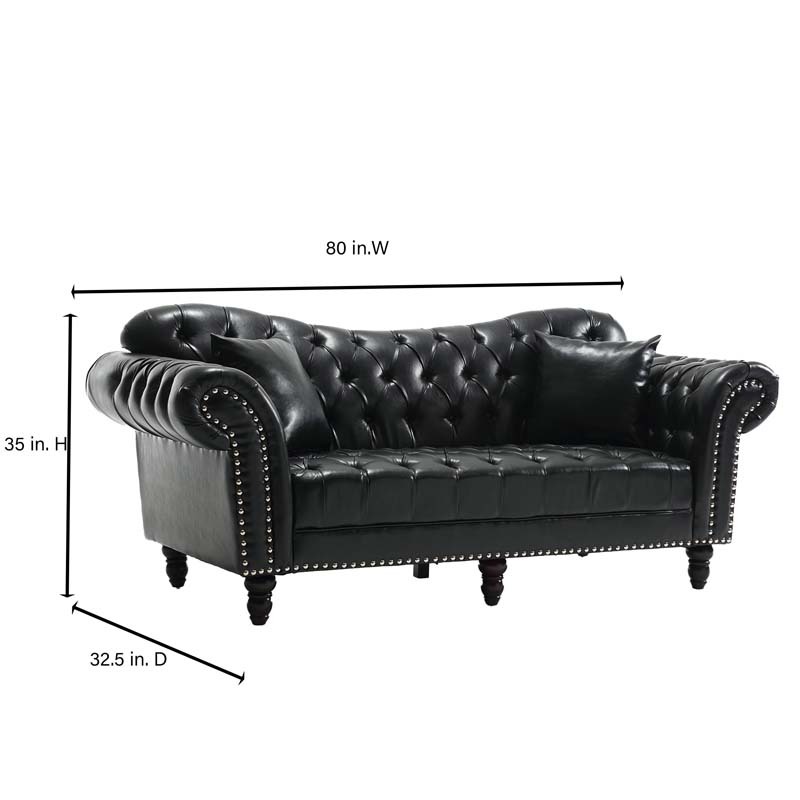 Chesterfield Leather Sofa Set Tufing Button Design