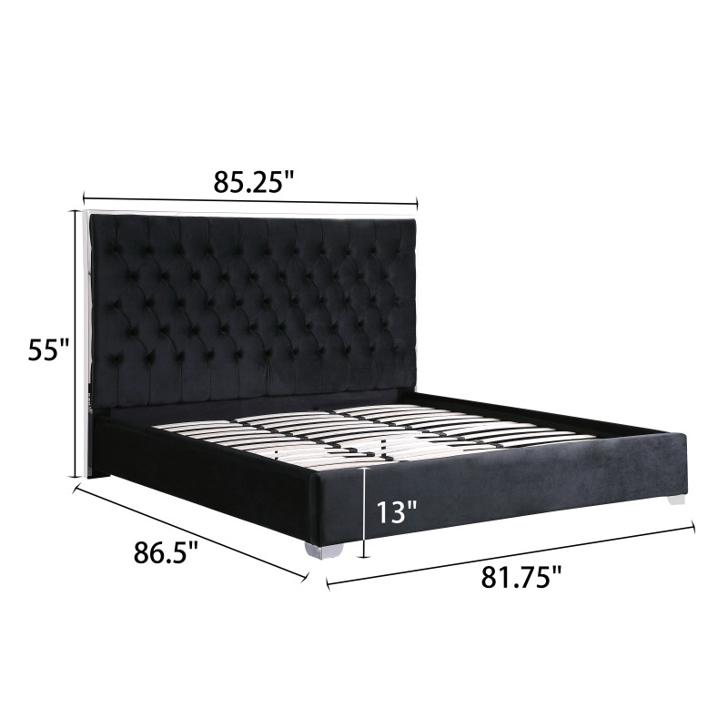 Upholstered Platform Bed No Box Spring Required - Black