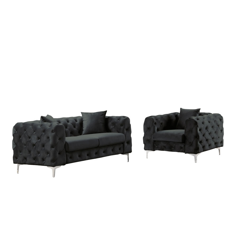 Contemporary Sofa  with Deep Button Tufting Dutch Velvet