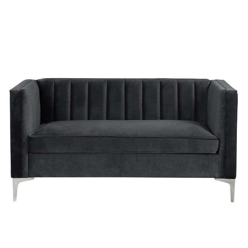 Modern Channel Tufted Velvet Loveseat for Living Room