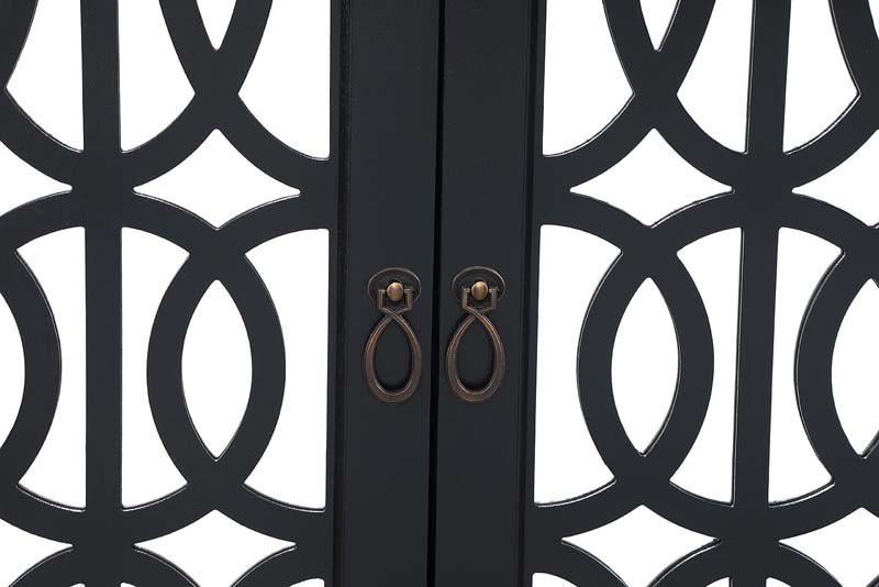 Accent Chest and Cabinet Sideboard with Framed Mirror Doors, Adjustable Shelves  Entryway Serving Wine Storage，34 Inch