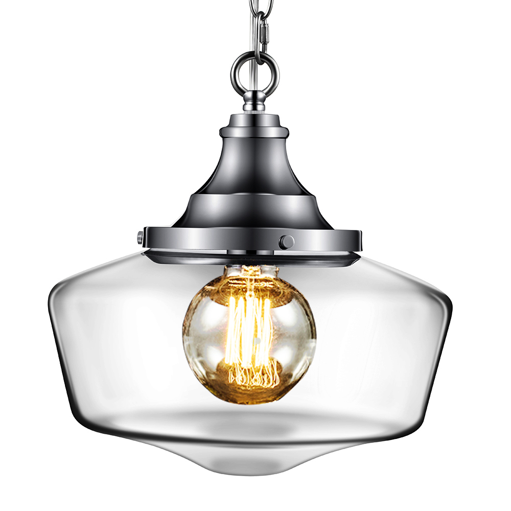 Glass Pendant Light  Polished Nickel