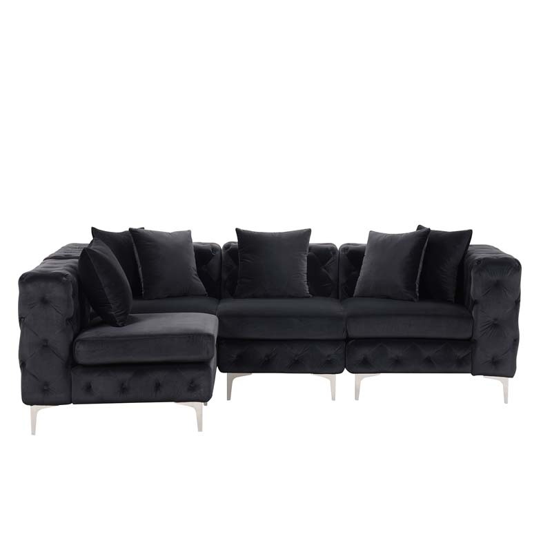 Modular Sectional Sofa L Shape Sofa with Reversible Chaise-Black