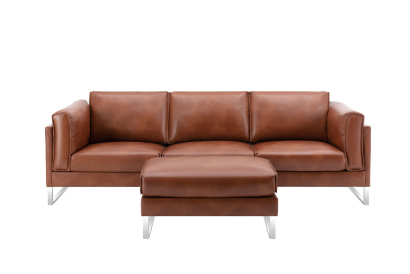 Leather Three Piece Sofa & Matching Footrest