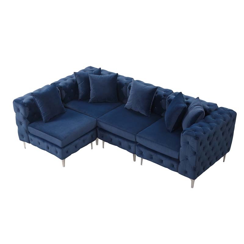 Modular Sectional Sofa L Shape Sofa with Reversible Chaise-Blue