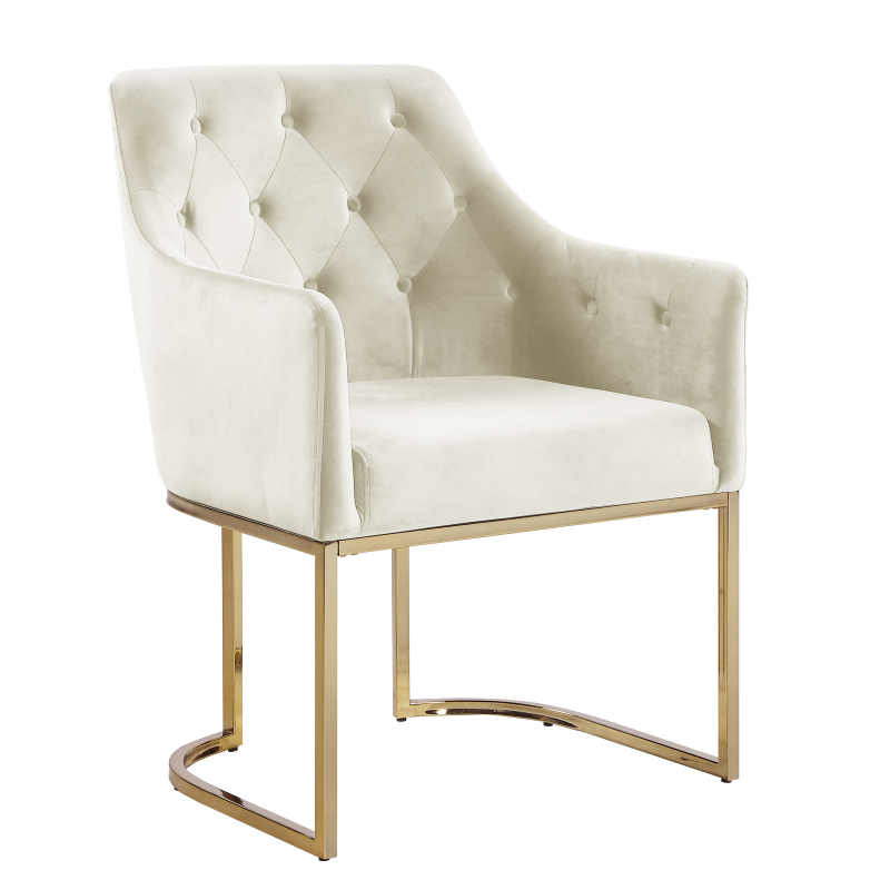 Glam Tufted Accent Chair with Openwork U-Shaped Base