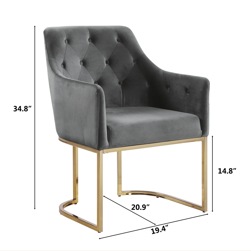 Glam Tufted Accent Chair with Openwork U-Shaped Base