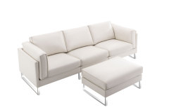 Leather Three Seat Sofa & Matching Footrest