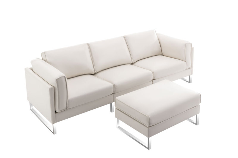 Leather Three Piece Sofa & Matching Footrest