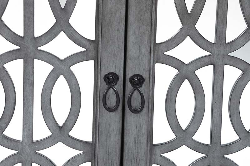 Accent Chest and Cabinet Sideboard with Framed Mirror Door and  Adjustable Shelves  Entryway Serving Wine Storage，34 Inch