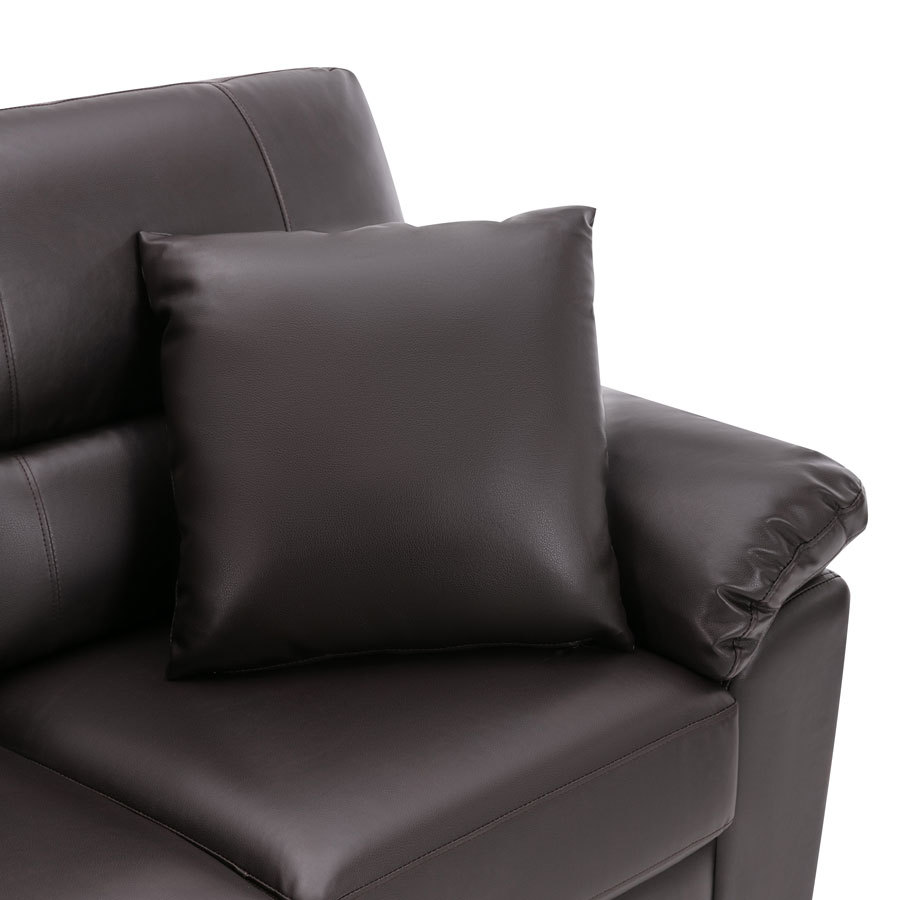 Garrin Series 61 in. Chocolate Brown PU Leather 2-Seater Loveseat with Pillows