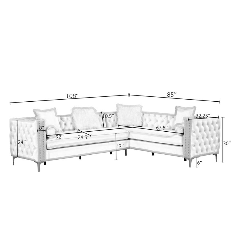 Living Room Collection Sectional Curve Sofa Set Velvet