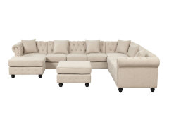 Linen Master four-piece sofa Living Room Collection Curve Sofa with Footrest