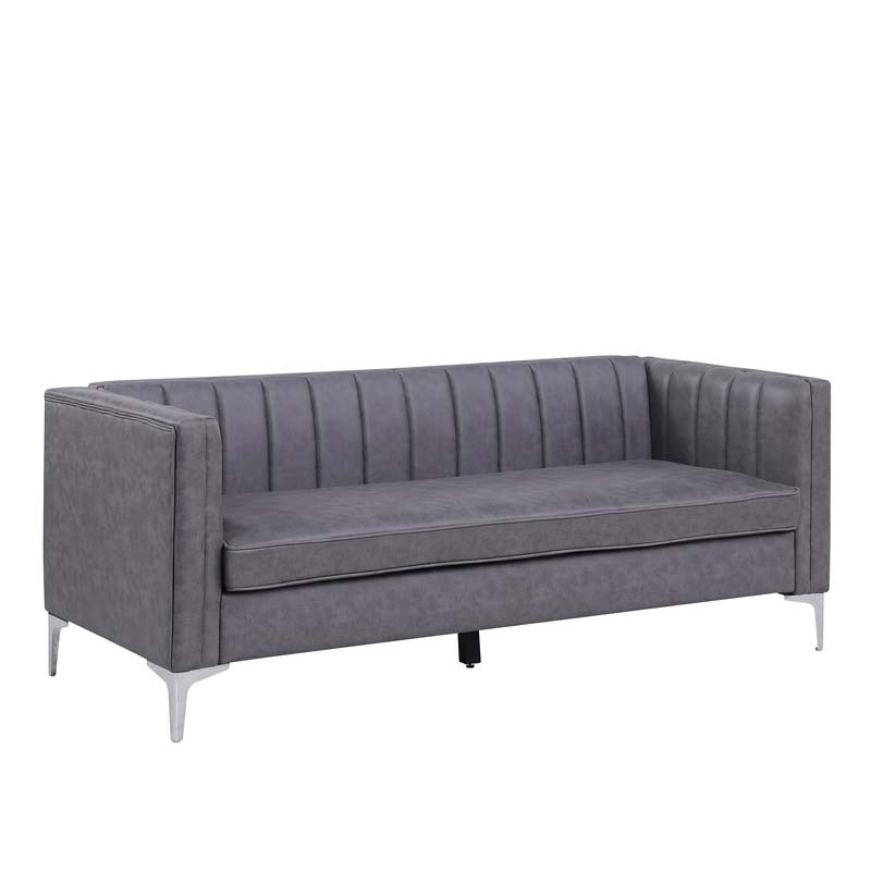 Living Room 3 Pieces Sofa Set Leather Sofa Set Channel Backrest Simplicism