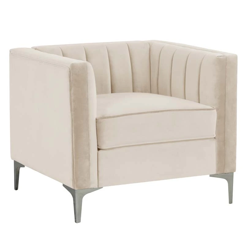 Modern Channel Tufted Velvet Chair for Living Room