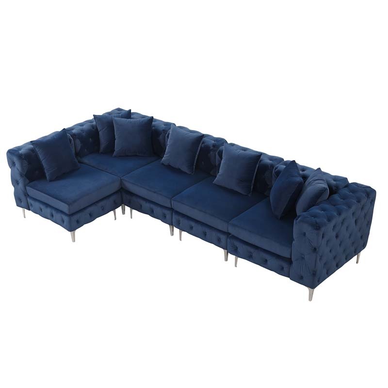 Modular Sectional Sofa L Shape Sofa with Reversible Chaise-Blue