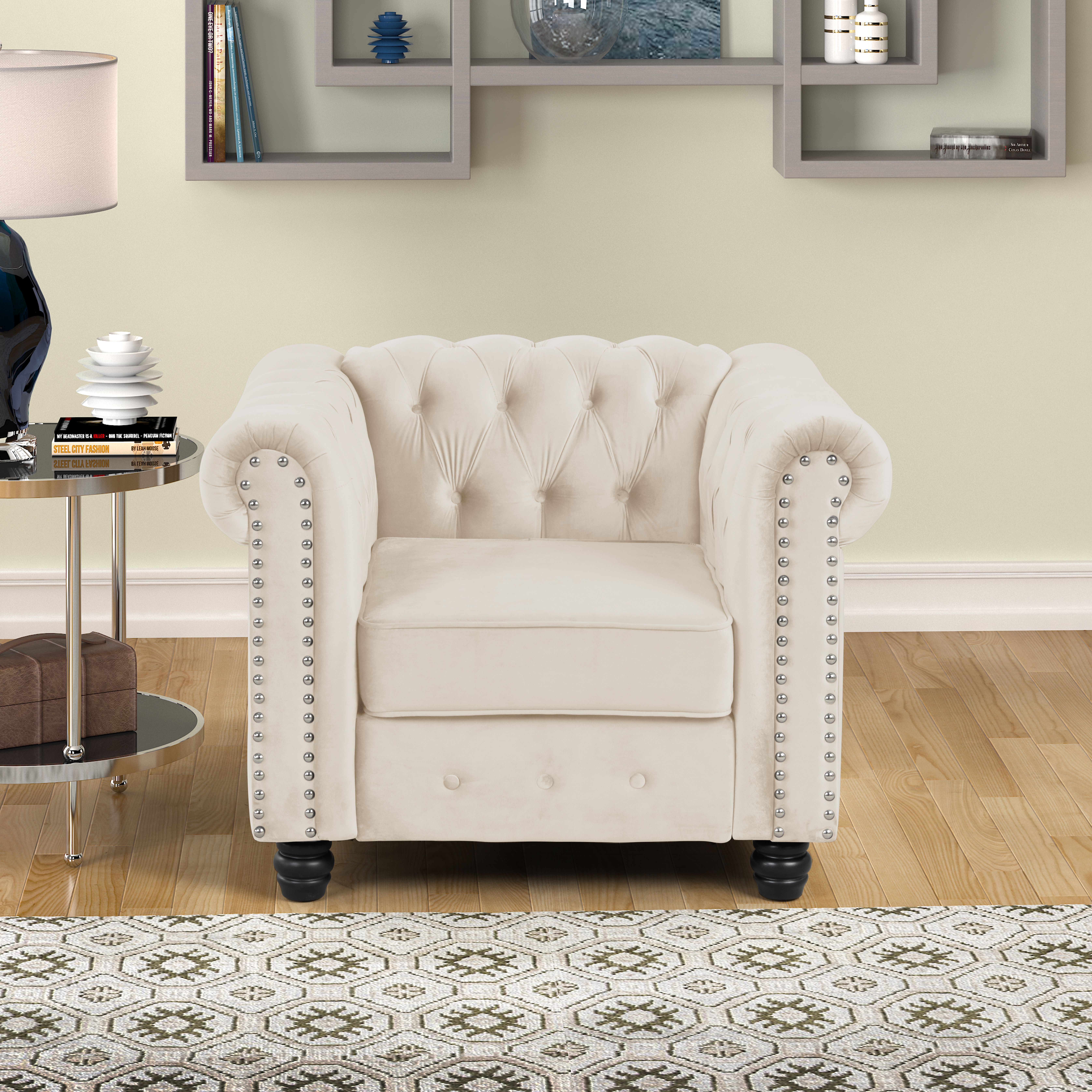 Chesterfield Furniture Sets 2 Pieces Velvet - Beige