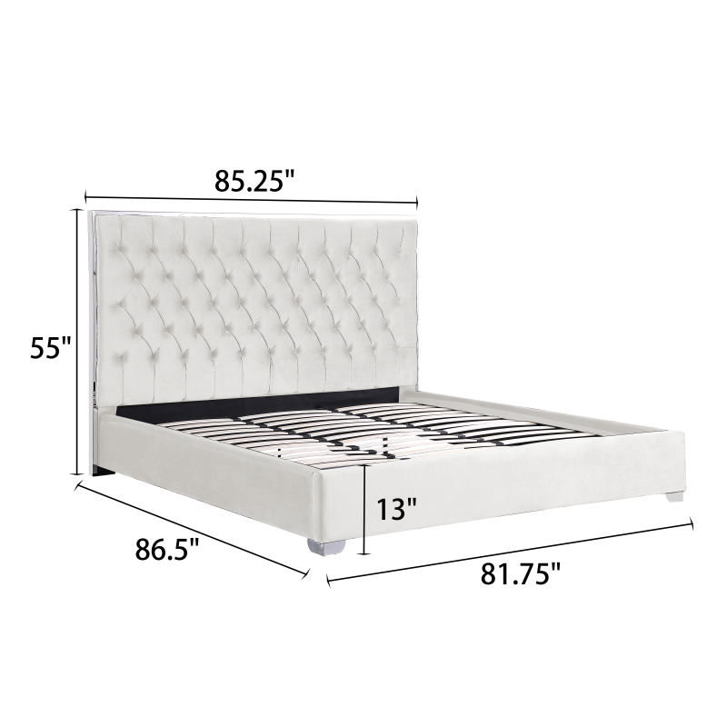 Upholstered Platform Bed No Box Spring Required - Beige