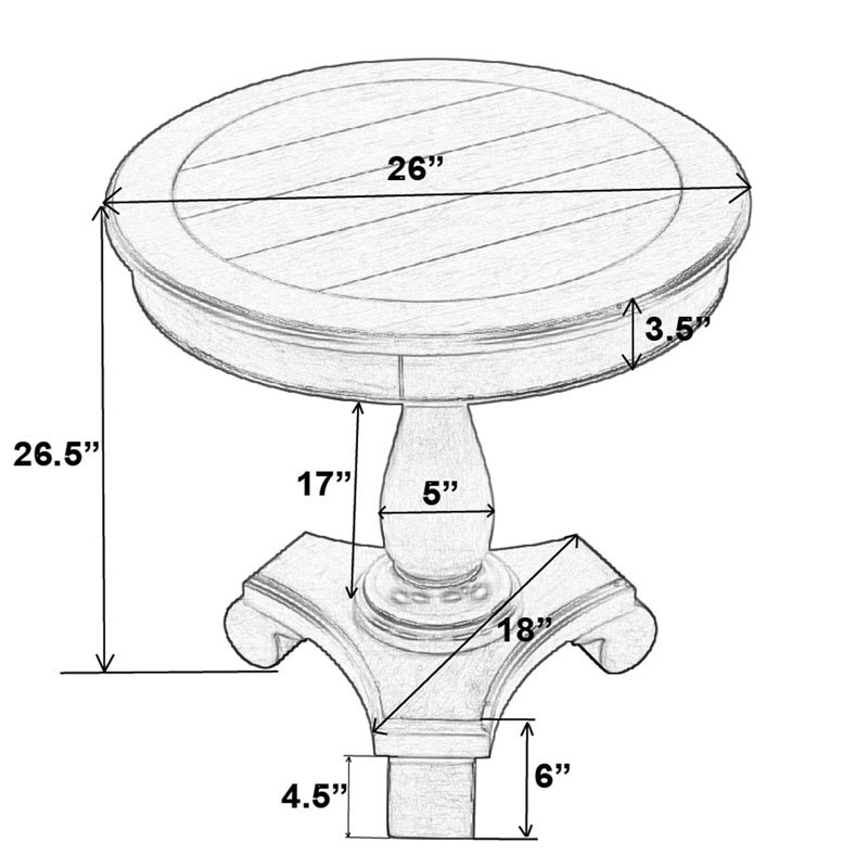 Round End Table Small Wood Pedestal Side Table