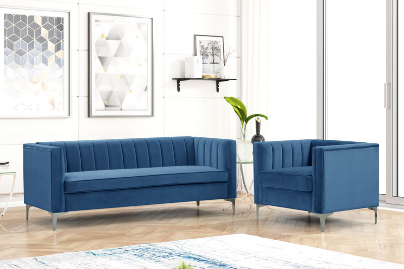 Morden Fort Velvet Accent Chair Loveseat Contemporary Sofa