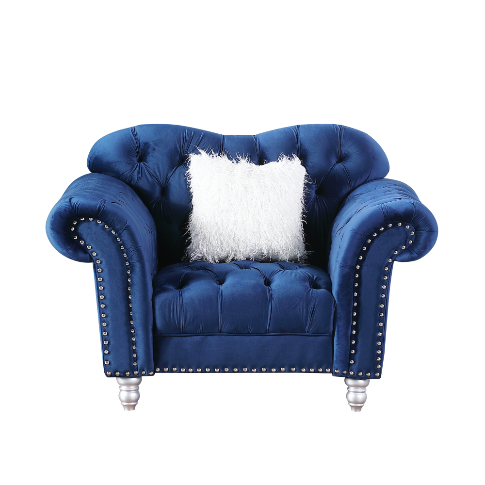 3 Pieces Luxury Classic America Chesterfield Tufted Camel Back - Blue