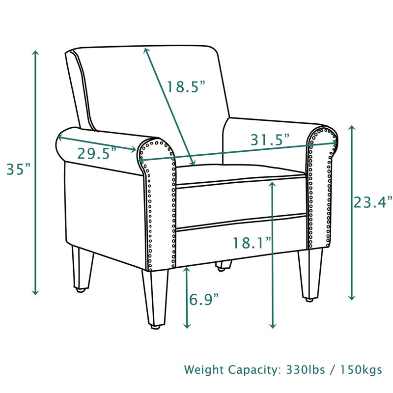 Accent Bedroom Chair Velvet Upholstered Armchair