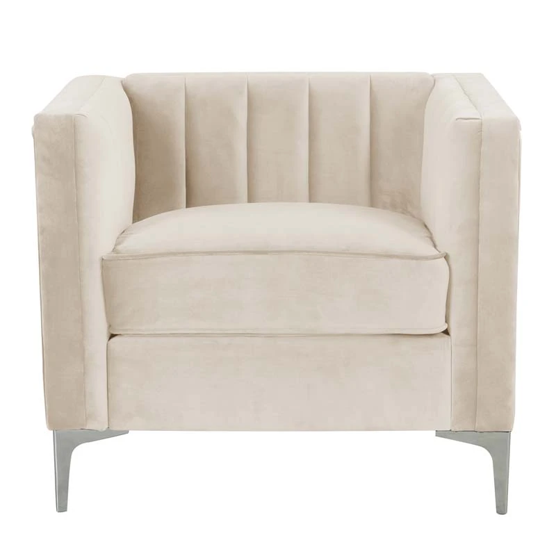 Modern Channel Tufted Velvet  Chair and Loveseat