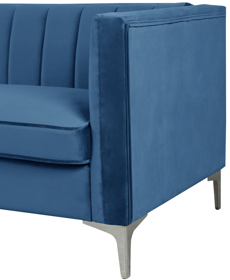Modern Channel Tufted Velvet  Chair and Loveseat
