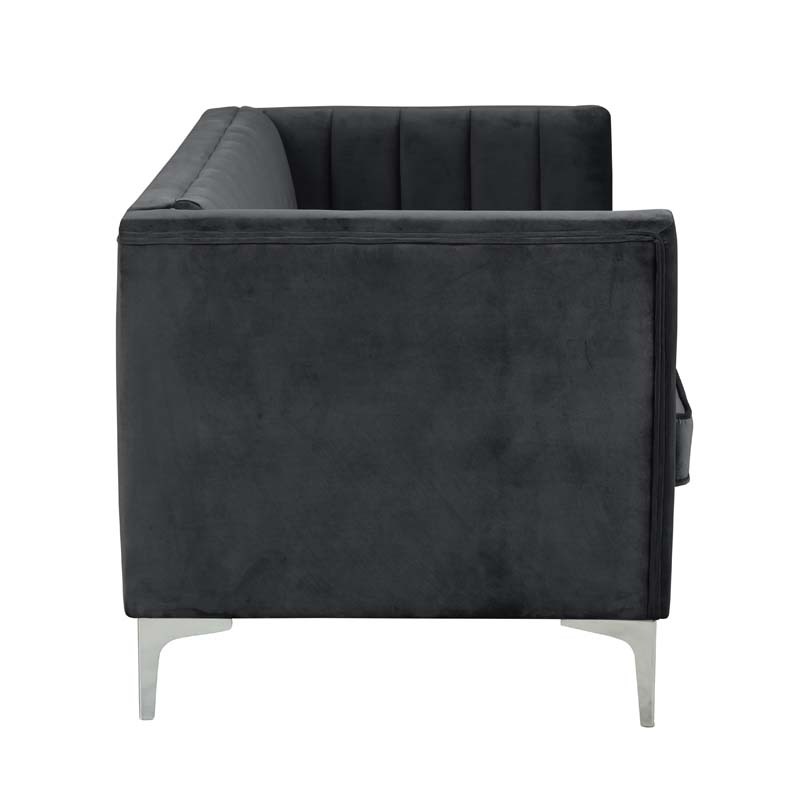 Modern Channel Tufted Velvet  Sofa 3 Seater