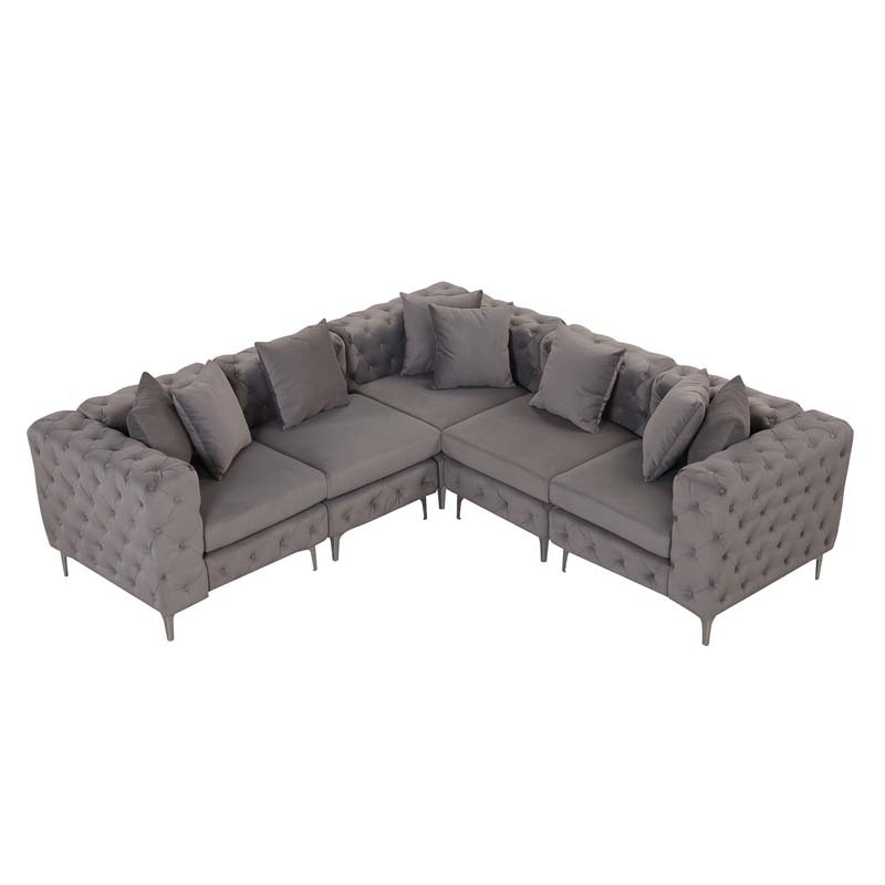 Modular Sectional Sofa L Shape Sofa with Reversible Chaise-Beige
