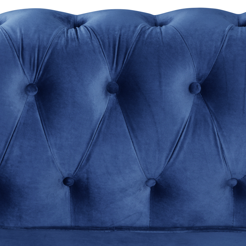 Contemporary Accent Chair with Deep Button Tufting Dutch Velvet  - Blue