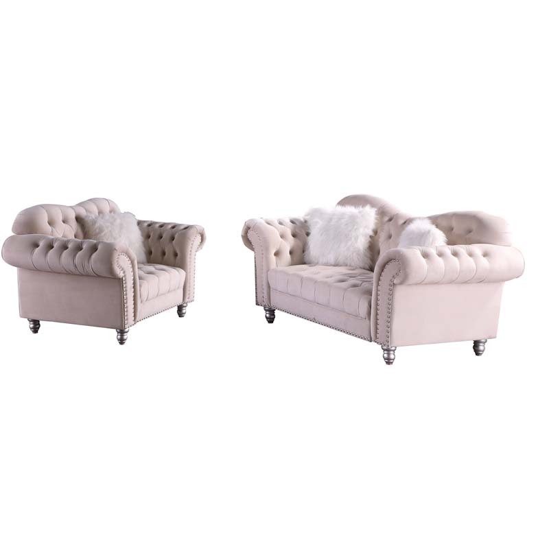3 Pieces Luxury Classic America Chesterfield Tufted Camel Back