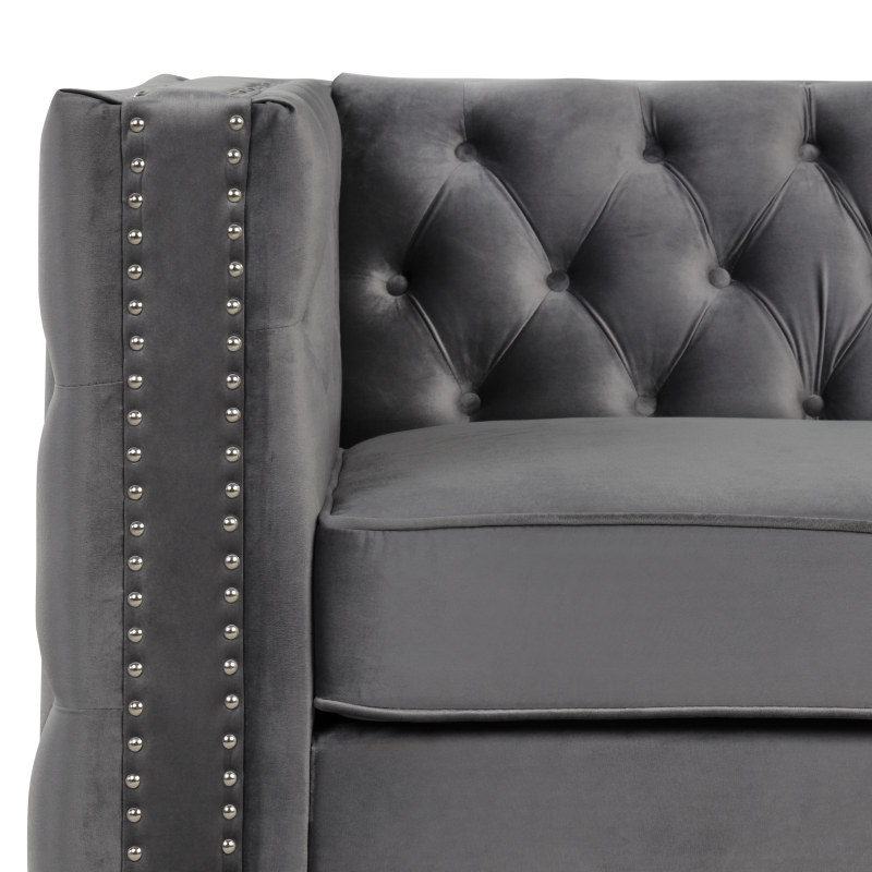 Modern Sofa with Deep Dutch Velvet - Grey