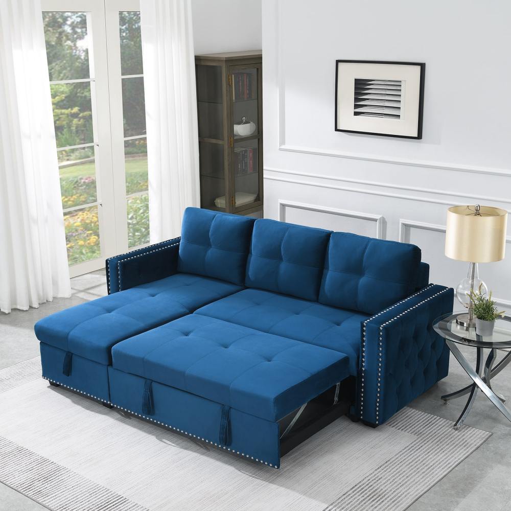 Velvet Sleeper Sofa Sectional Sofa Bed with Storage