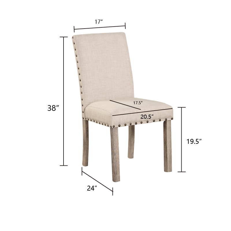 Log Rural Style Dining Table Set Dining Table and Chair Set with a Combination of Linen and Solid Wood