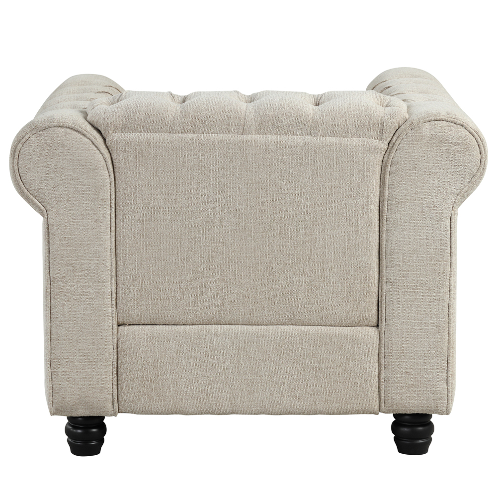Chesterfield Chair for Living Room - Linen Beige