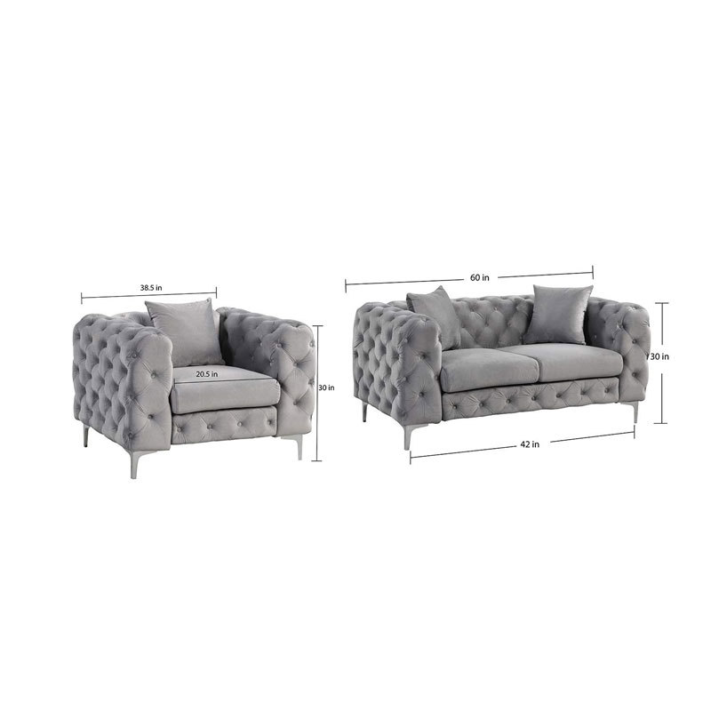 Contemporary Sofa  with Deep Button Tufting Dutch Velvet