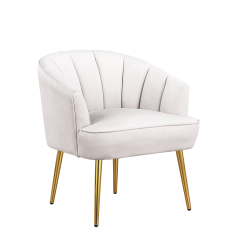 Accent  Armchair Velvet Barrel Club Chair - White