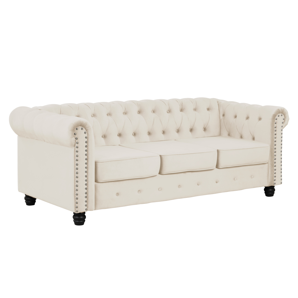 Couches Sofas for Living Room Furniture Sets Velvet - Beige