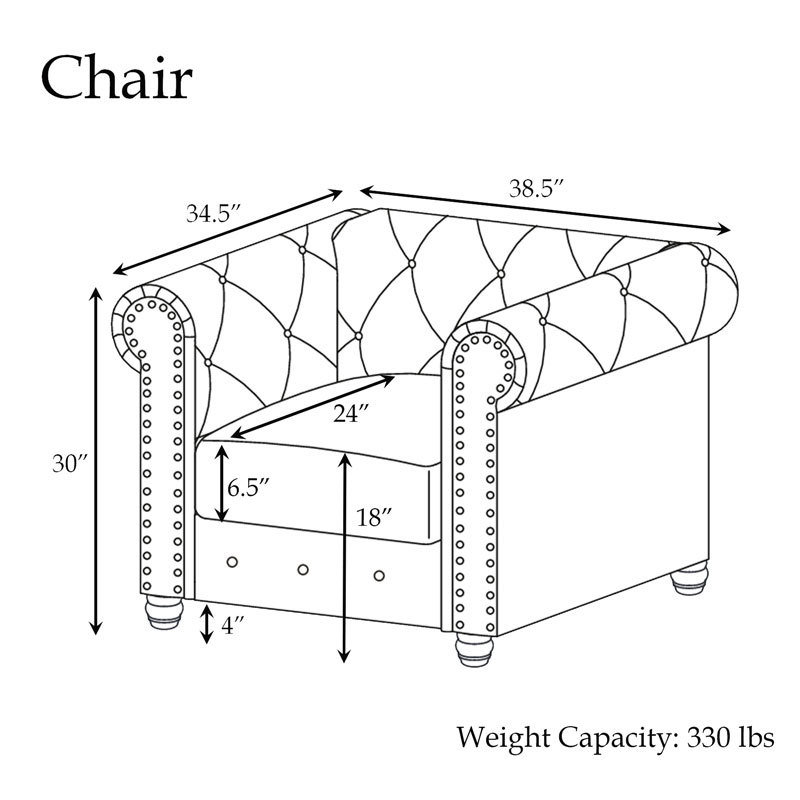Chesterfield Chair for Living Room - Linen Beige