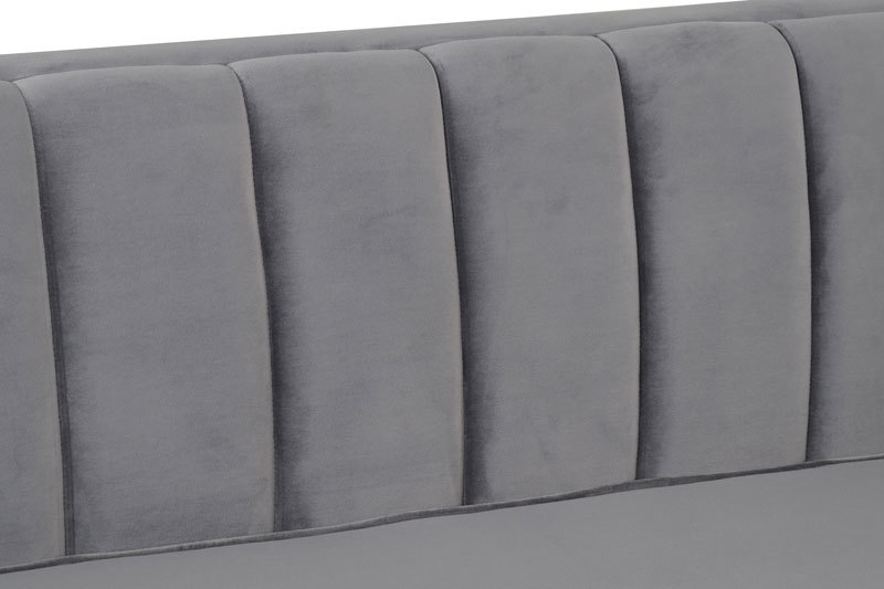 Modern Channel Tufted Velvet  Sofa 3 Seater