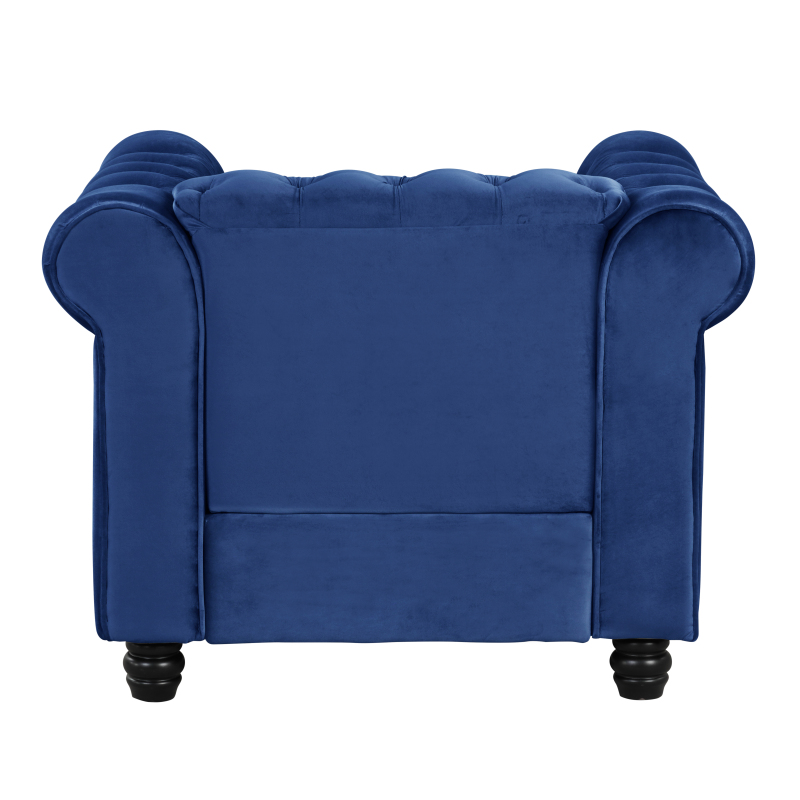 Contemporary Accent Chair with Deep Button Tufting Dutch Velvet  - Blue