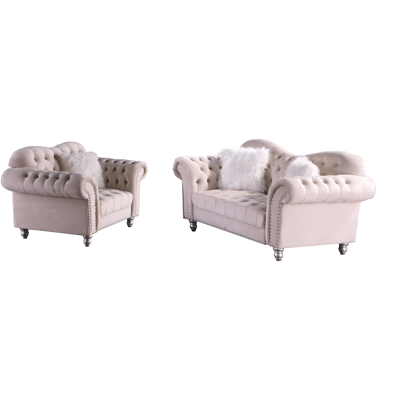 Luxury Classic America Chesterfield Tufted Camel Back - Beige