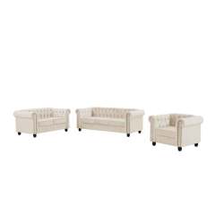 Chesterfield Velvet Furniture Sets 3 Pieces- Beige