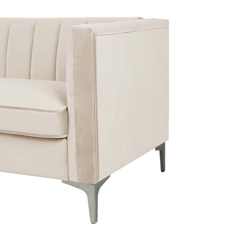 Modern Channel Tufted Velvet Loveseat for Living Room