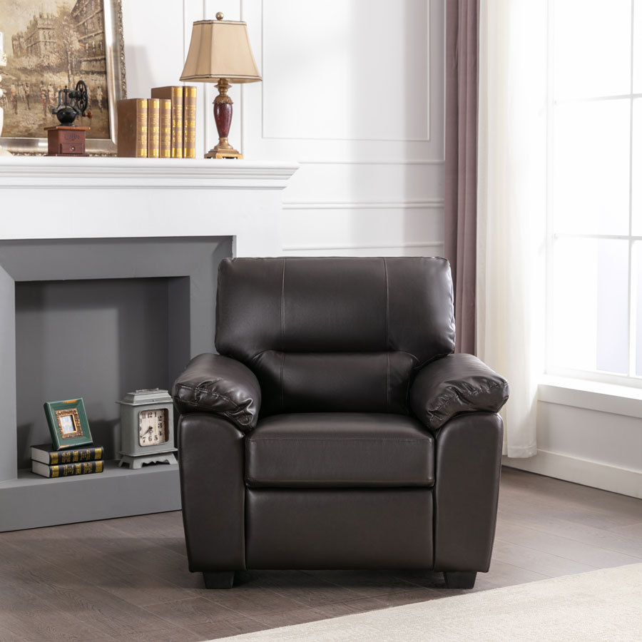 Garrin Series Chocolate Brown PU Leather Sofa Chair with Pillows