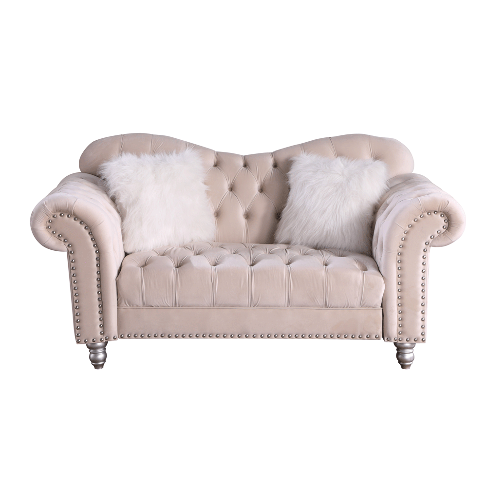 Luxury Classic America Chesterfield Sofa Tufted Camel Back in Beige