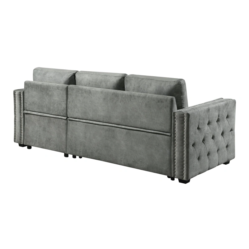 Velvet Reversible Sleeper Sectional Sofa with Storage