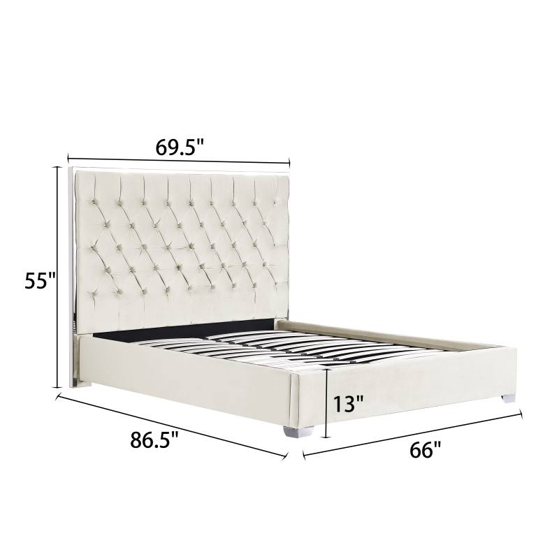 Upholstered Platform Bed No Box Spring Required - Beige